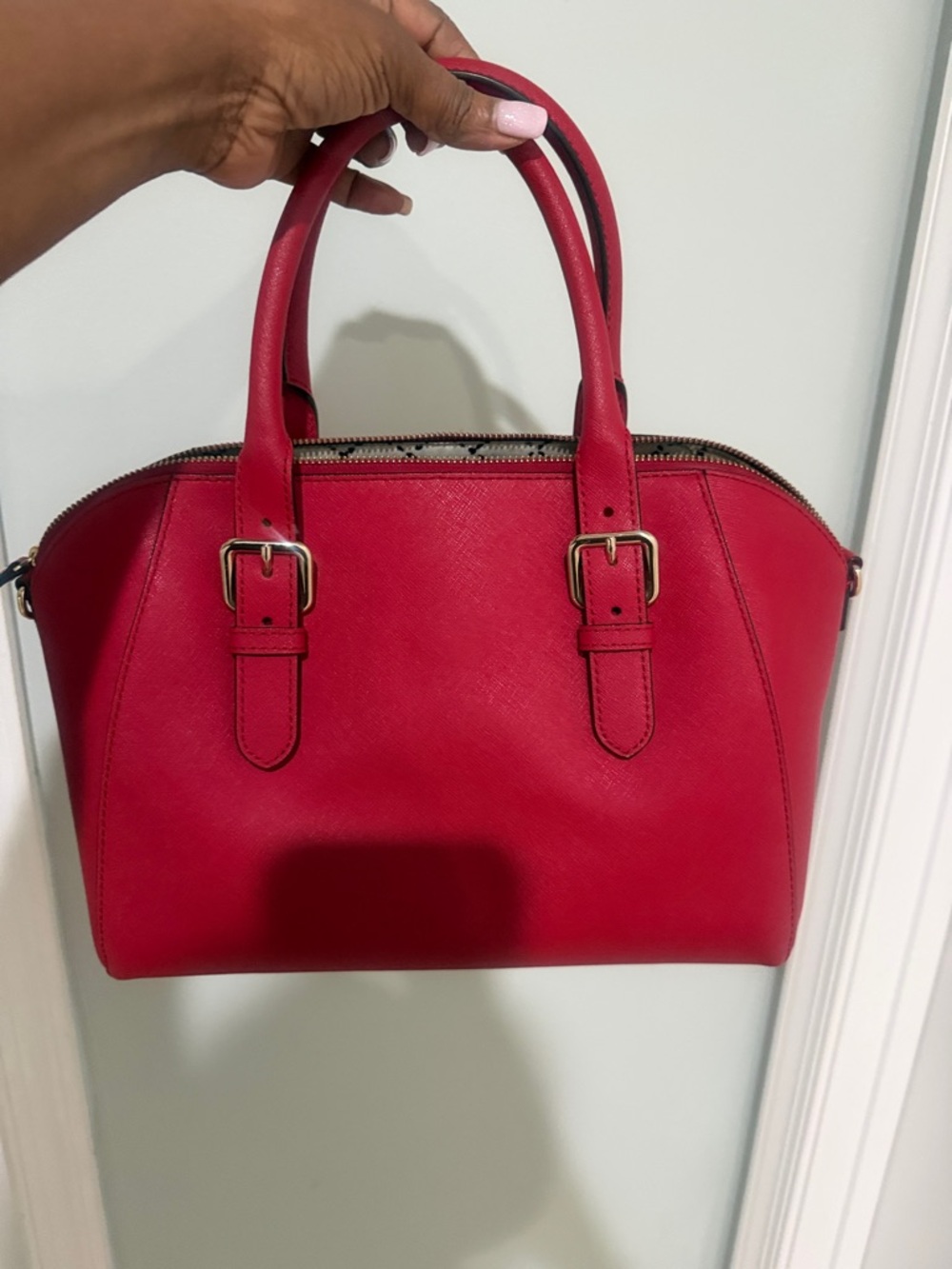 Kate Spade red satchel handbag- 2 Way Bag-Preowned - Picture 6 of 12